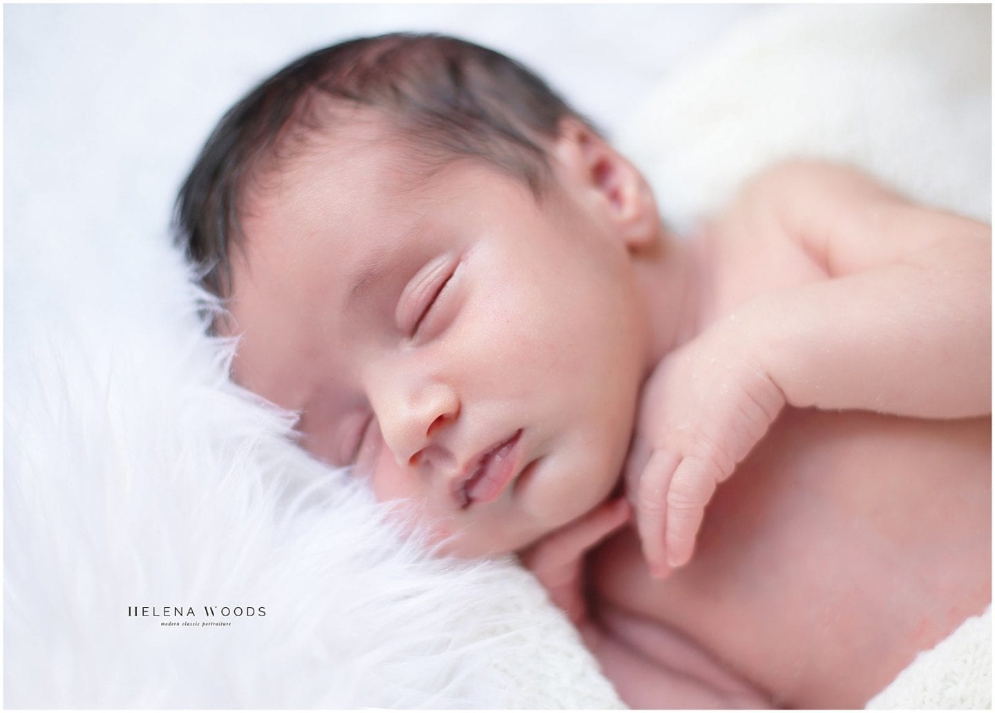 Classic portrait of newborn baby sleeping posing with Fairfield Lifestyle Photographer