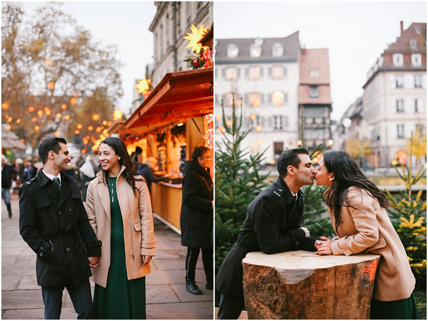 Strasbourg Christmas Market engagement photos with Helena Woods photographer