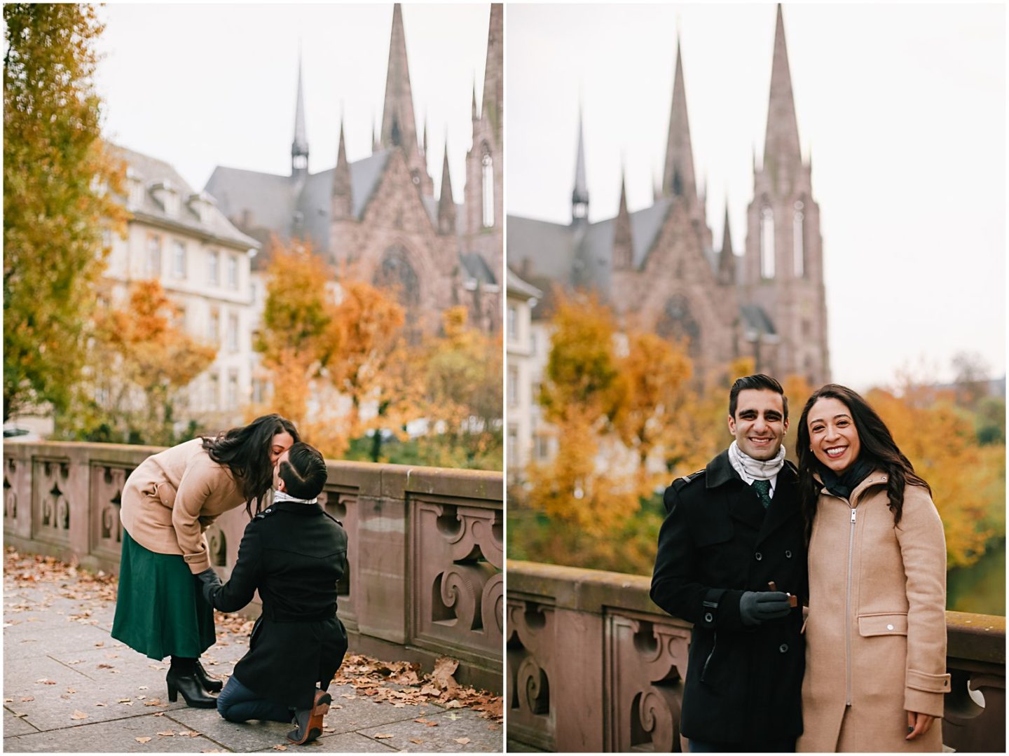 Engagement Photos at Cathédrale Notre Dame de Strasbourg with Alsace Proposal Photographer