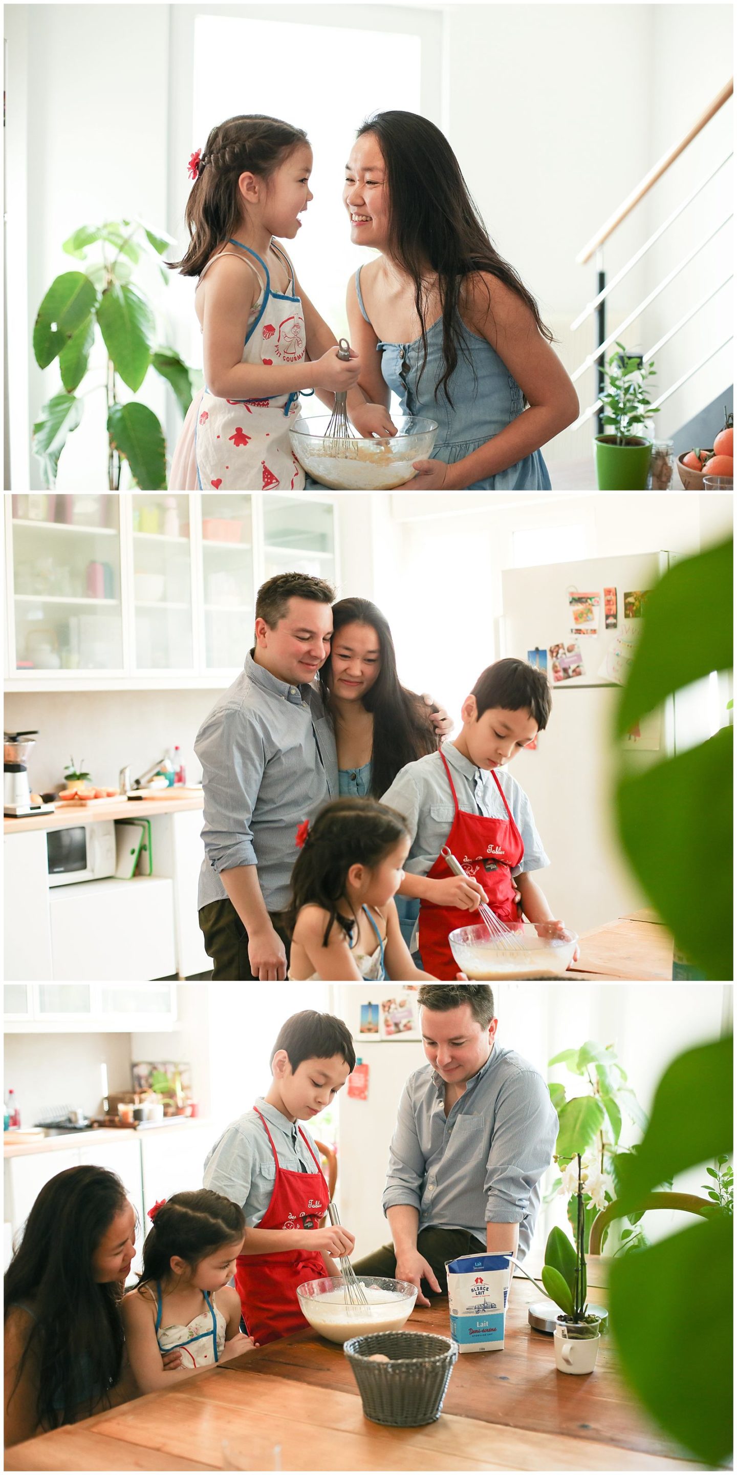 family cooking breakfast at Home Lifestyle Family Photo Session in France
