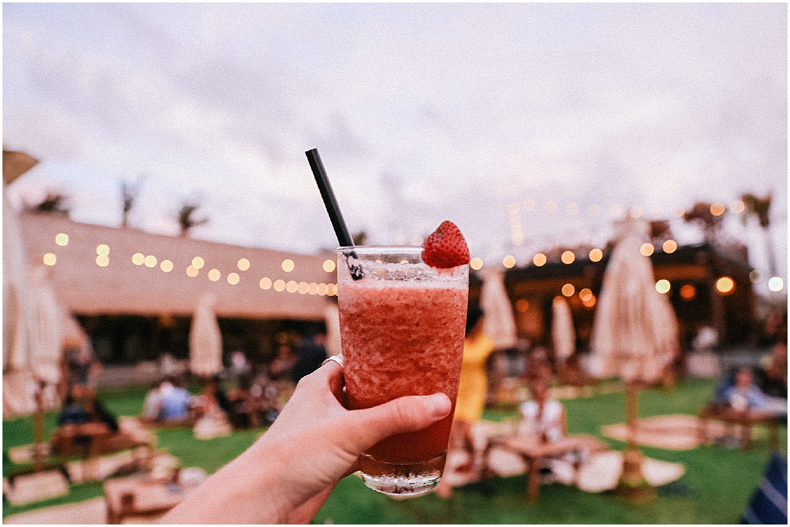 Drink at sunset on the Lawn at Echo Beach in Canggu Bali