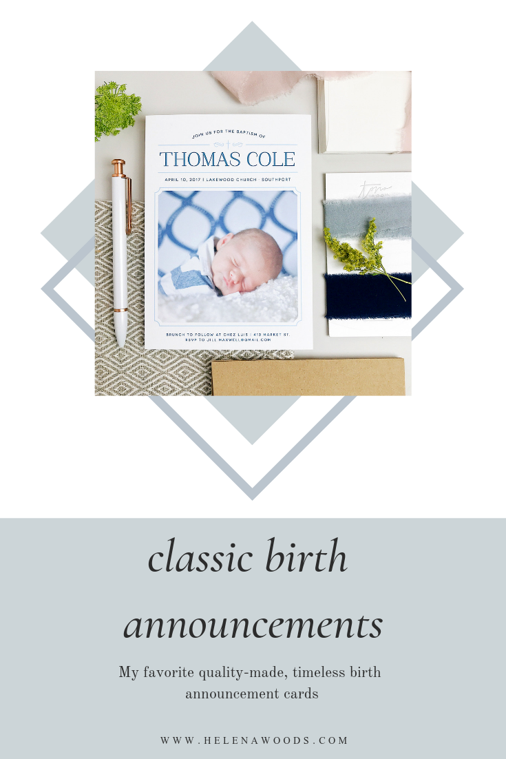 Favorite Classic Birth Announcements for the Timeless and Elegant Family