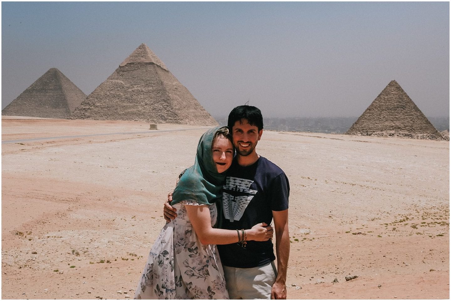 honeymoon couple in Egypt, Pyramids of Giza on Travel Talk Tour