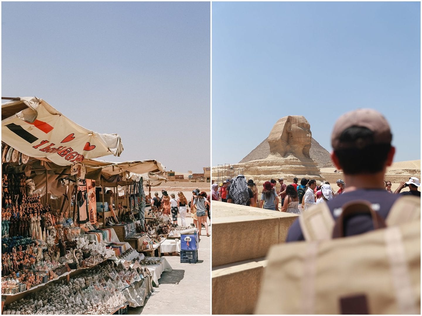 market stalls at Pyramids of Giza Sphinx in Egypt 