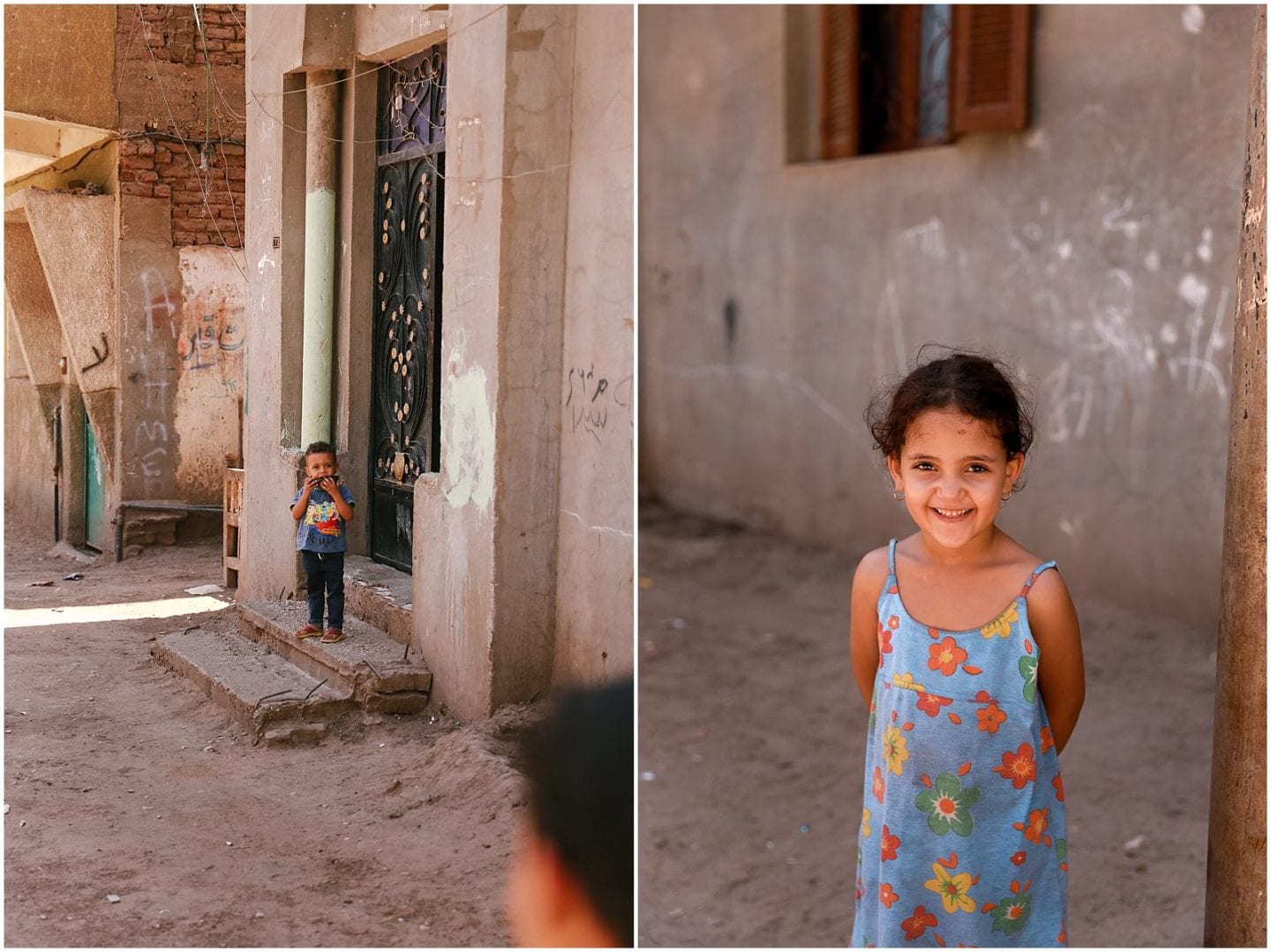 little girl and boy in small village of Egypt, photographed by Helena Woods