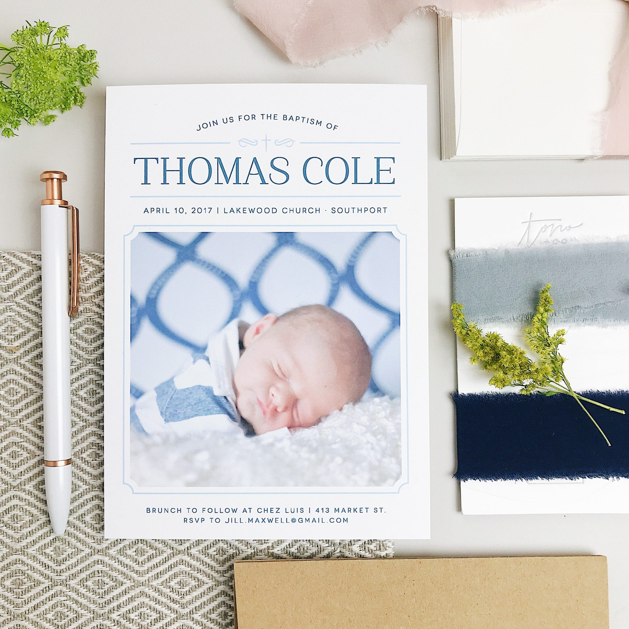 Helena Woods favorite classic birth announcements, family cards and rustic save-the-dates with Basic Invite