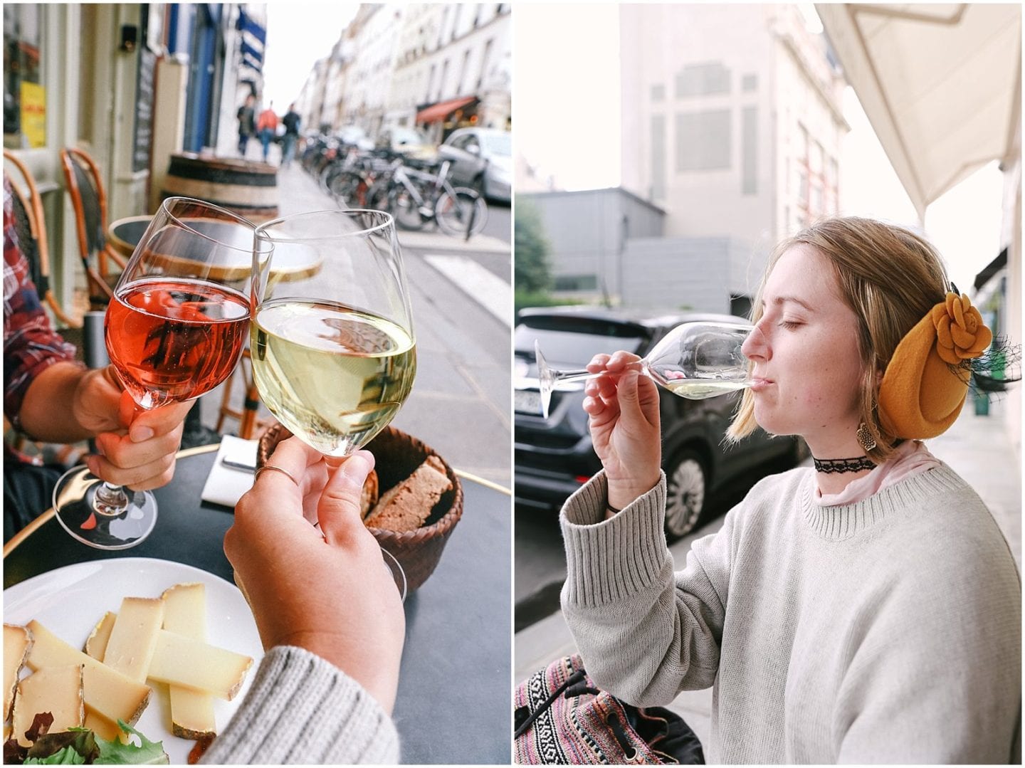 Photographer and blogger, Helena Woods at a cafe in Paris drinking wine