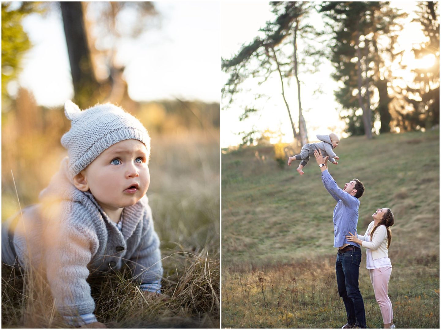 baby and family photographer Connecticut during golden hour light