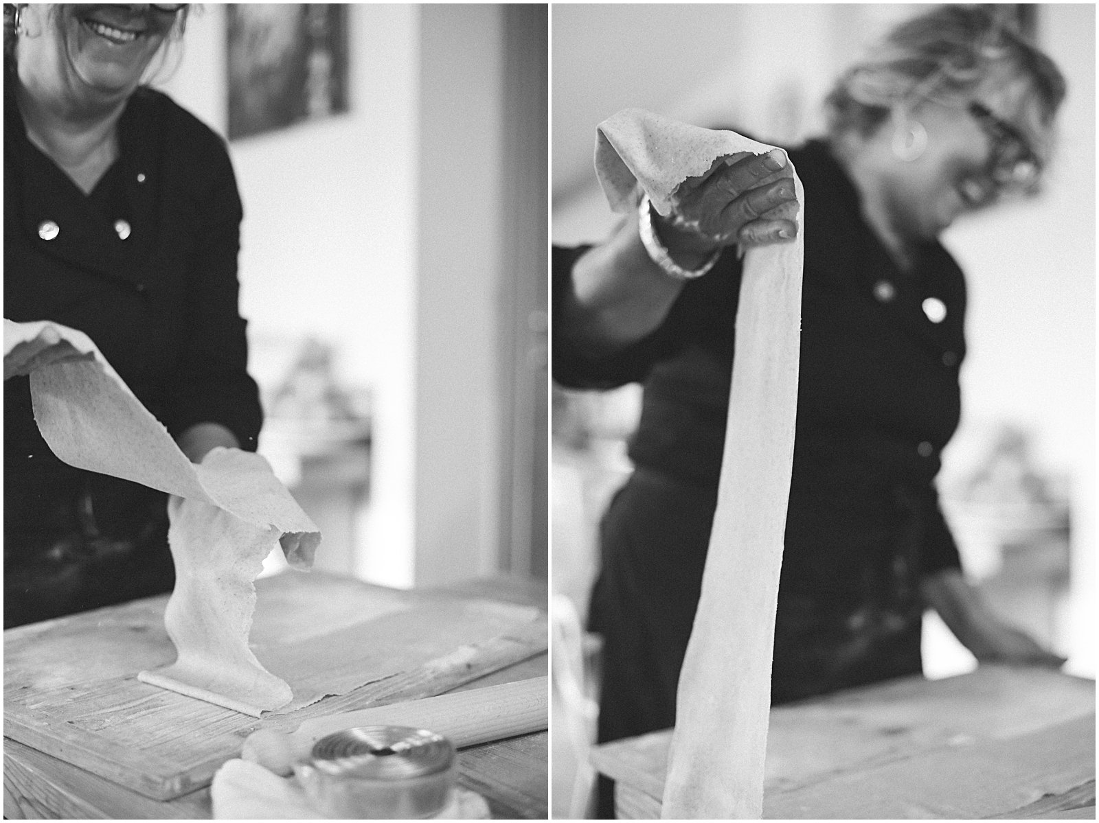 making pasta at vegetarian cooking class in Rome with Claudia
