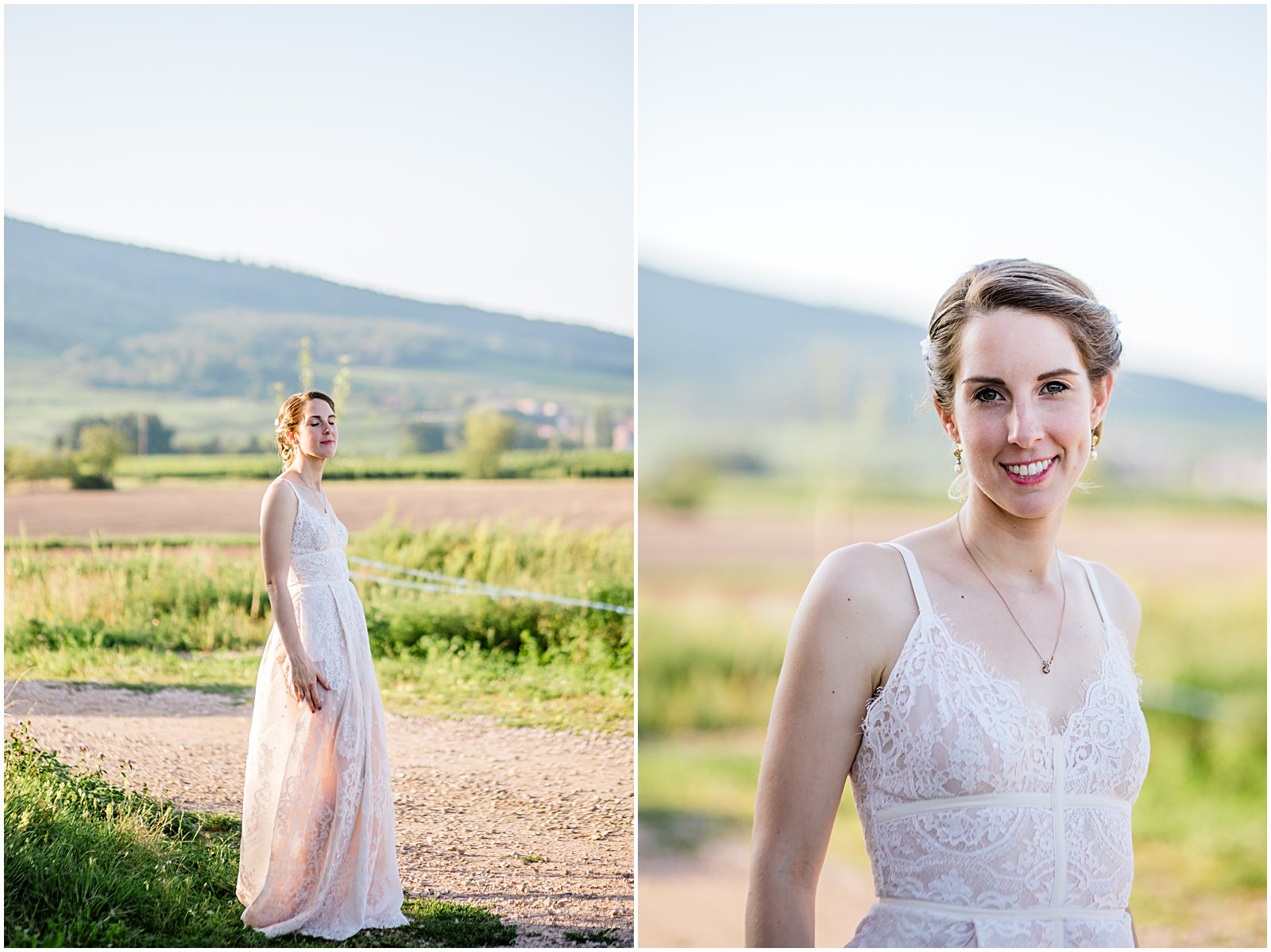 bridal portraits at Achilles Domaine vineyards photographed by wedding photographer Helena Woods