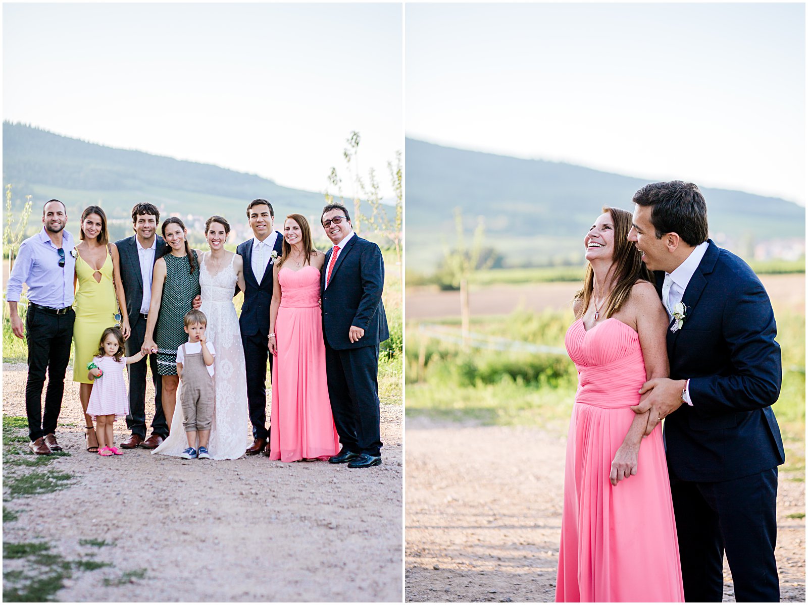 family photographed at wedding in Alsace France near Colmar by portrait wedding photographer Helena Woods