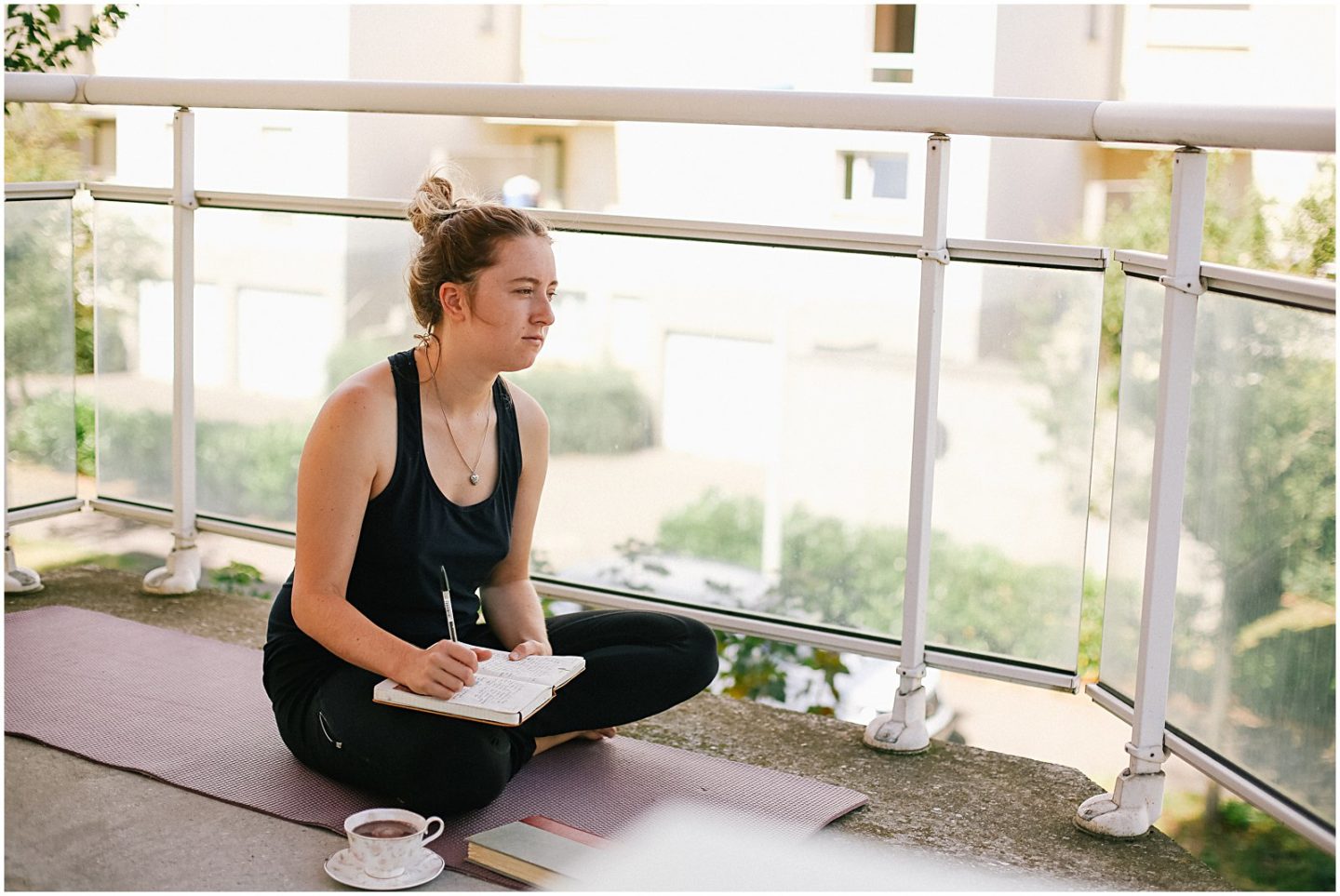 peaceful yoga and gratitude journaling morning