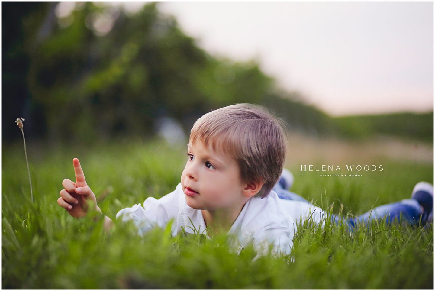 boy with flower in the fields with connecticut family photographer Helena Woods