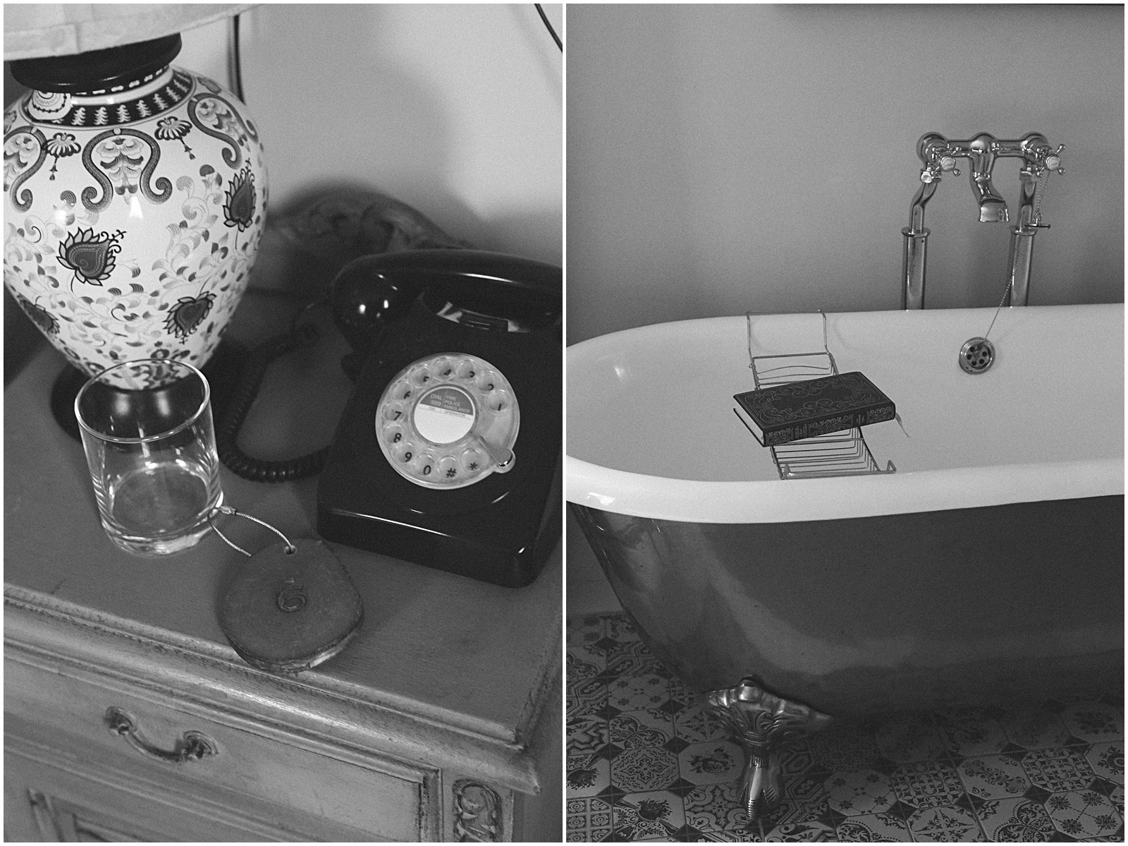 old fashioned bathtub and phone at hotel