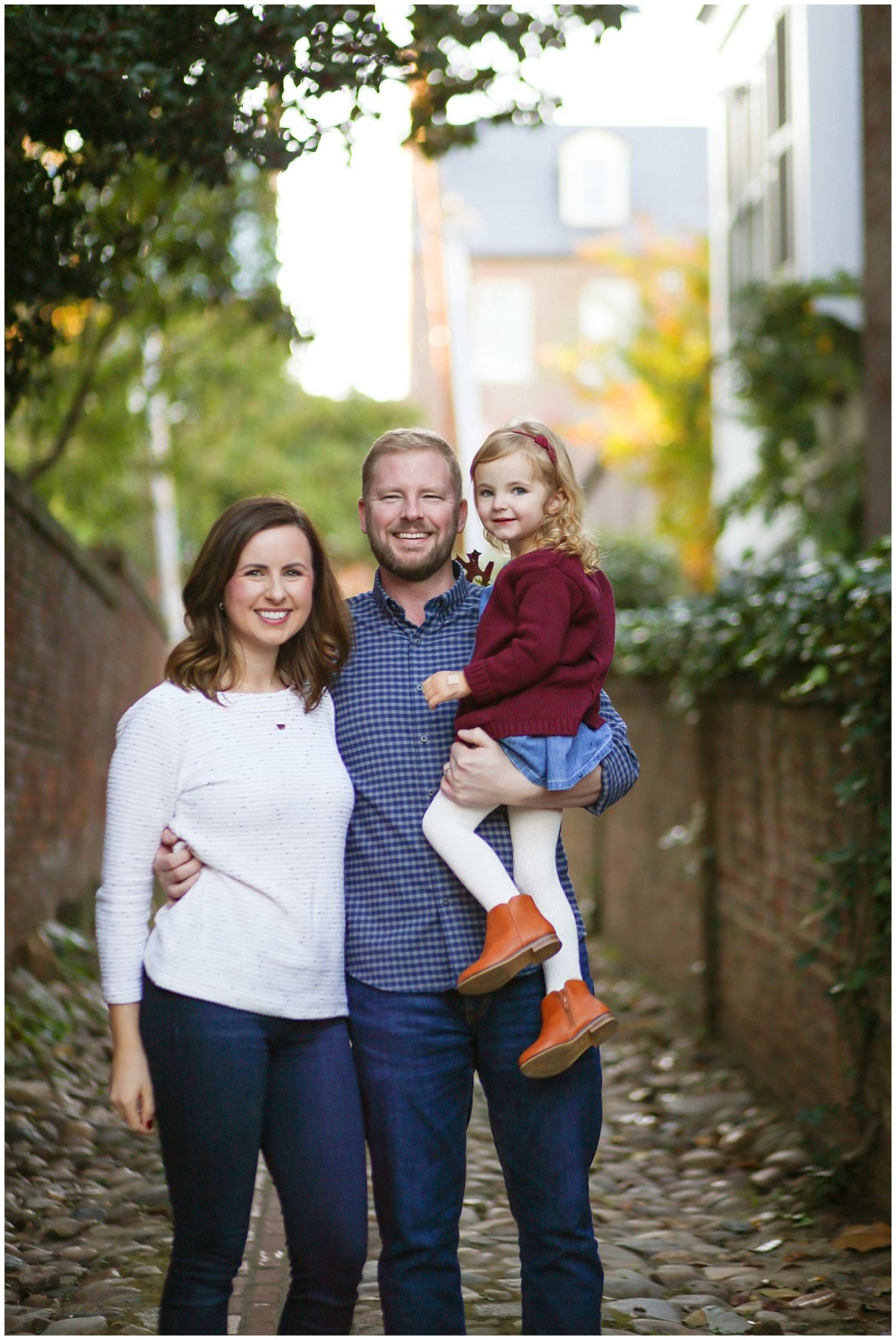 Alexandria VA Family photographer photographs on Wales Alley in Old Town