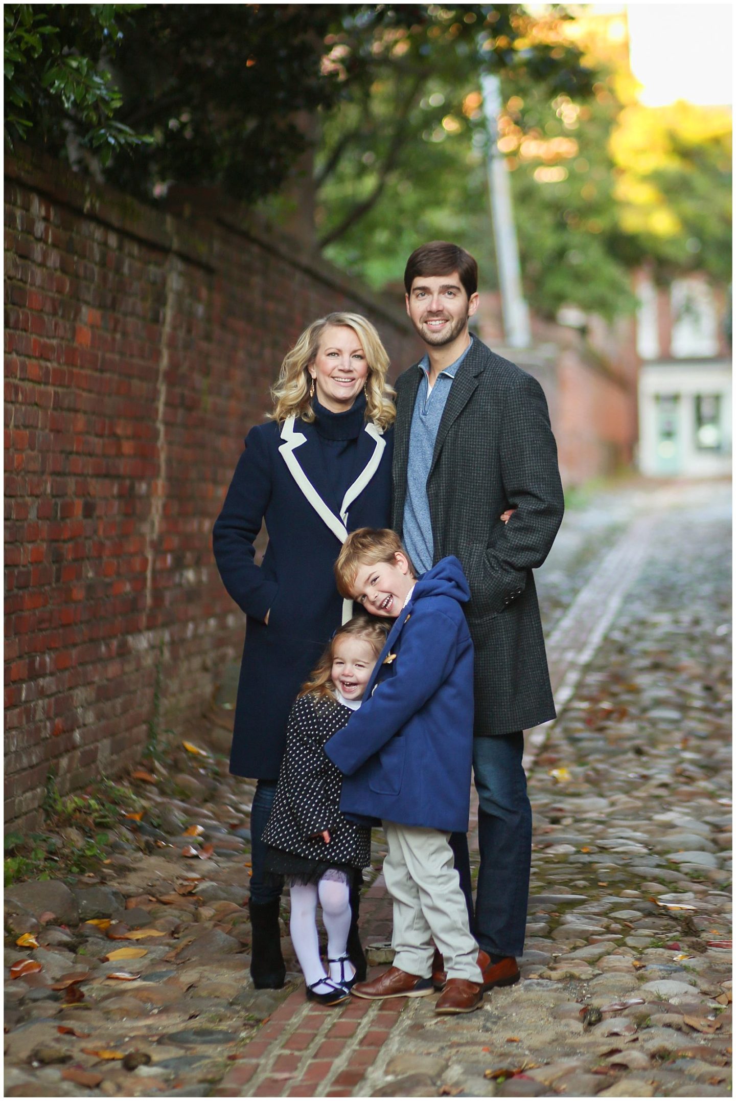 Alexandria VA Family photographer photographs on Wales Alley in Old Town