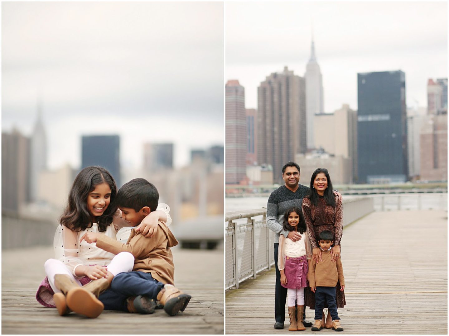 family photos at Gantry Plaza State Park in NYC LIC