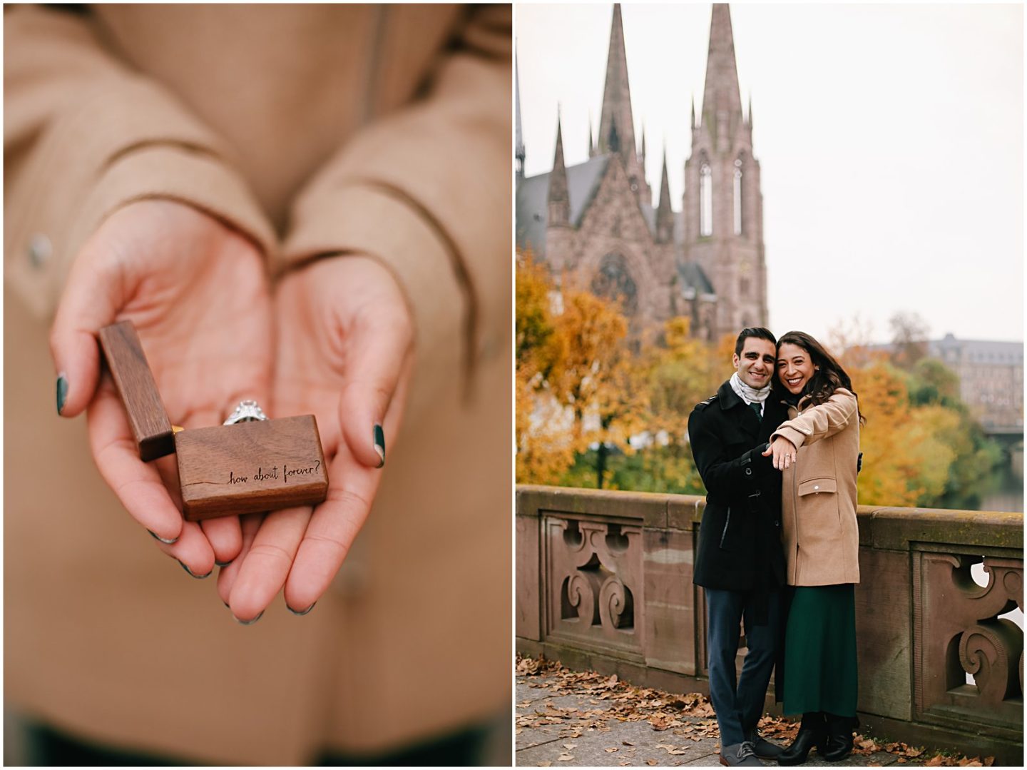 Strasbourg proposal photos at saint paul's church engagement photoshoot with Helena Woods photographer