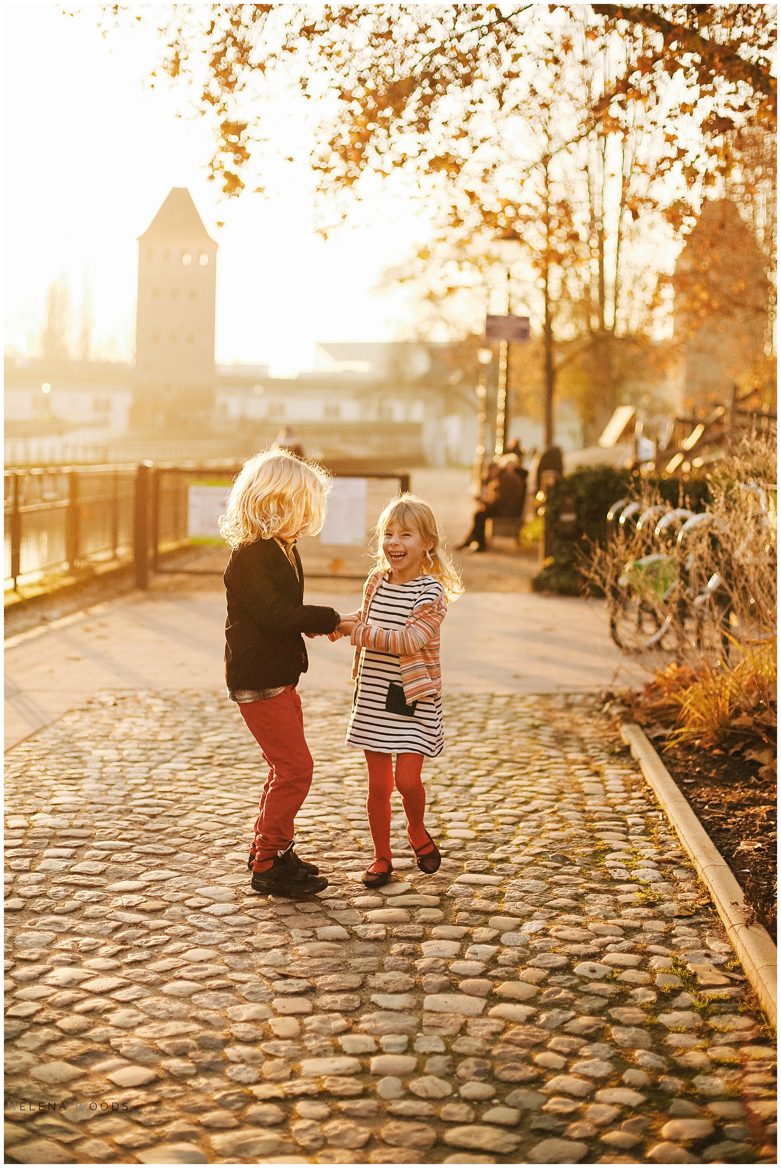 kids dancing in Strasbourg Alsace France with family photographer Helena Woods