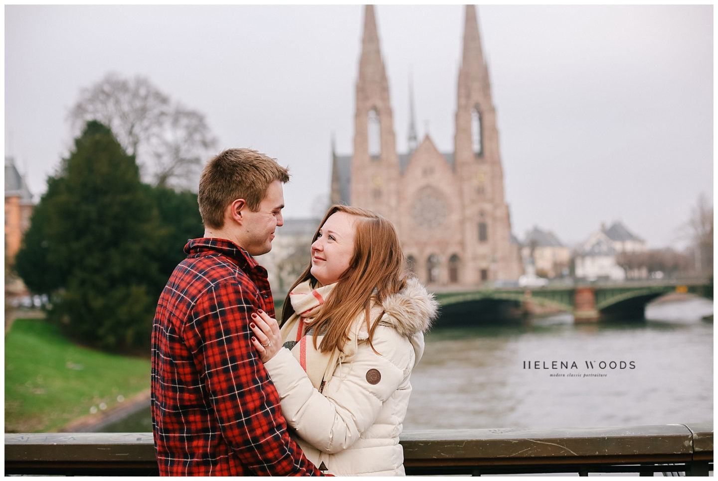 couples celebrates engagement with photographer in Strasbourg France 