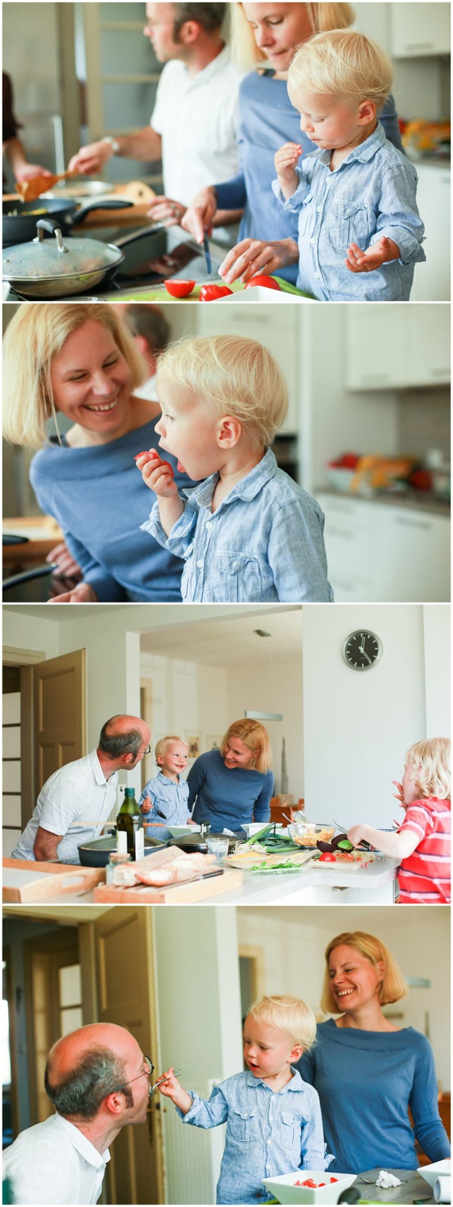 family cooking at home in the kitchen with lifestyle family photographer Helena Woods Photography